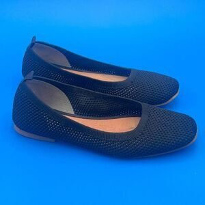 Lucky Brand Black Knit Flats Size 7.5 Slip On Ballet Shoes Comfort